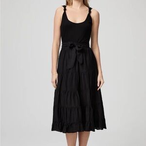 NWT Paige Samosa Dress Black Tiered Midi Medium